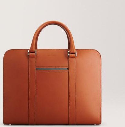 Medium size Briefcase - Vacchetta Leather - Cognac Brown