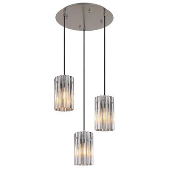 Netlighting Cayden Cluster Pendant Nickel Matt Glass Shade 3x E27 in Grey