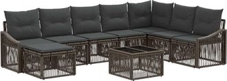 vidaXL Conjunto De Sof&aacute;s De Jard&iacute;n 9 Uds. Gris Rat&aacute;n Sint&eacute;tico Vidaxl