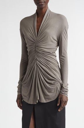 Rick Owens Radiance Gathered Jersey Top in Dust at Nordstrom, Size 4 Us