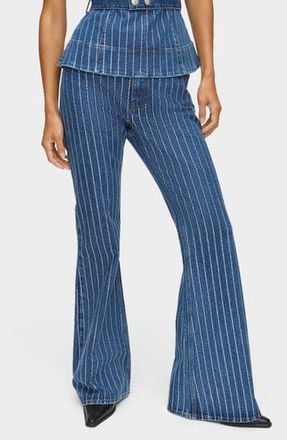 Aligne Diamante Flare Jeans in Mid Blue at Nordstrom Rack, Size 26