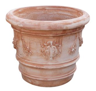 Biscottini International Biscottini - Jarr&oacute;n Redondo De Terracota 80x68 Cm Macetero De Exterior Jardinera De Jard&iacute;n Hecha A Mano Made In Italy Jarrones De Balc&oacute;n