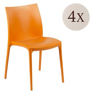 Dmora Sillas De Exterior Grover, 4 Unidades, Apilables, Hechas En Italia, Soportan 120 Kg, Naranja