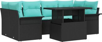 vidaXL Conjunto De Sof&aacute; De Jard&iacute;n 7 Uds. Negro Vidaxl