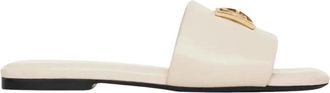 Anine Bing Logo leren teenslippers - Dames - Sandalen - Beige - 37 EU - Leer - Schoenen