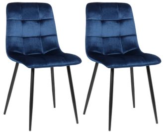 Clp Lote De 2 Sillas De Comedor Tilde Azul Terciopelo