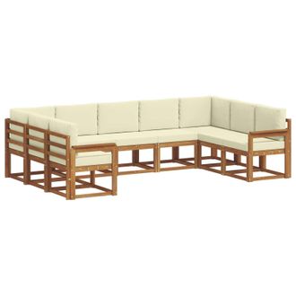 vidaXL Conjunto De Sof&aacute;s De Exterior Con Coj&iacute;n 9 Pcs Natural Y Crema Vidaxl