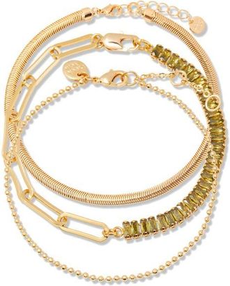 Brook & York Priya Birthstone Tennis Bracelet Set in Gold August at Nordstrom