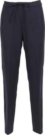 Fabiana Filippi Pantalone Jogging con Pinces in Frescolana e Filo Diamante - Dames - Straight fit broeken - Blauw - XS - Leer - Broeken