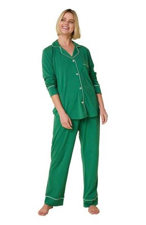 The Cats Pajamas Pima Knit Pajama Set in Pine at Nordstrom, Size X-Large
