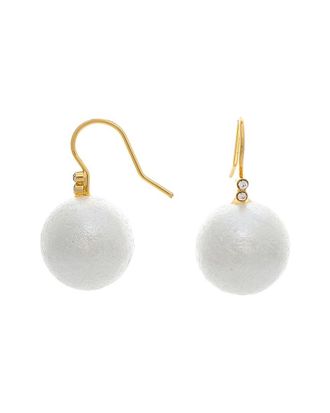 Rivka Friedman 18K Plated 16Mm Pearl Cz Earrings