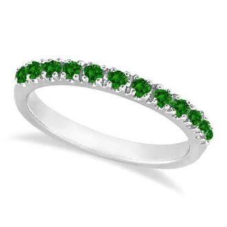 Allurez 14K Gold Gem-Set Stackable Anniversary Band in 0.38Ct, Emerald, White Gold at Nordstrom, Size 10