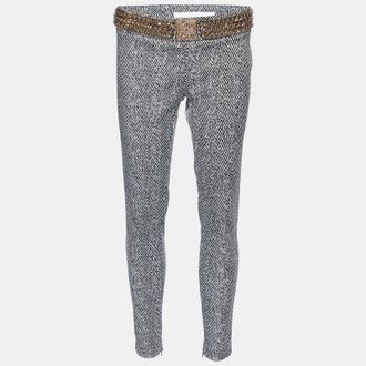 Elisabetta Franchi Gold Monochrome Chevron Nylon Blend Jeggings