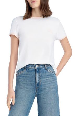 Favorite Daughter The Collegiate Chest Logo Ringer T-Shirt in White/Pale Pink at Nordstrom, Size X-Large