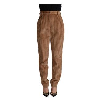 Dolce & Gabbana Slim-fit Trousers, female, Brown, XS, Brown Corduroy Cotton Trouser Tapered Trousers