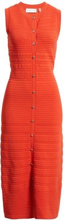 Elie Tahari The Alessandra Sleeveless Button Front Knit Midi Dress in Orange Dream at Nordstrom, Size X-Small
