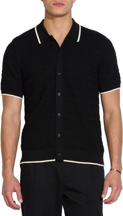 Civil Society Short Sleeve Button-Down Sweater in Black at Nordstrom Rack, Size X-Large