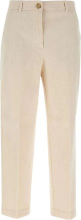 HUGO BOSS Broeken, Dames, Beige, M, Katoen, Geribbelde broek