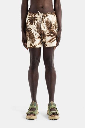 Moncler Sepia Palm-Tree Print Polyester Bermudas - Beige