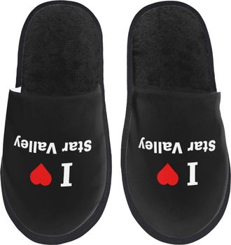 Generic Portable Cotton Slipper I Love Star Valley House Slipper Plush Spa Slippers for Travel Hotels Guest M