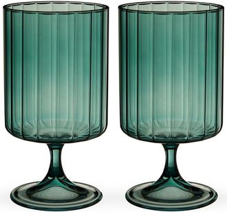 Twine Set Of 2 Malachite Stemmed Optic Tumblers