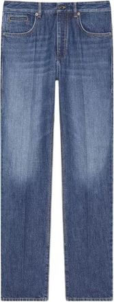 Givenchy Washed Straight Leg Jeans - Heren - Regular Fit Jeans - Blauw - W33 - Katoen - Jeans