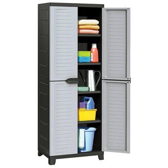 Berkfield Home Plastic Cabinet 65x45x181 cm in Grey | Size: 65 x 45 x 181 cm