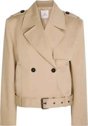 Anine Bing Double-breasted Cotton Trench Jacket - Taupe - L (UK14 / L)