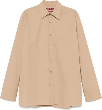 Gucci Overhemd met logo-reliëf - Beige