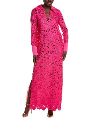 Oscar De La Renta Roses Guipure & Poplin Maxi Dress