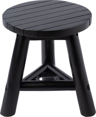 Jonathan Y Designs Triform Modern Minimalist Handcrafted Solid Teak Wood Accent Stool with Tri-Leg Base in Black at Nordstrom