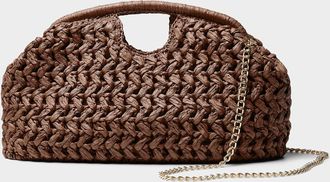 Simons Womens Braided paper straw XL clutch
