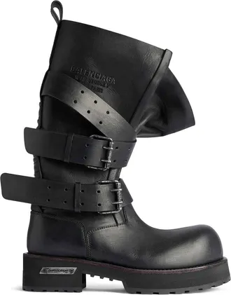 Balenciaga Venom High Boots In Black Calfskin