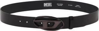 Diesel Accessoires, Heren, Zwart, ONE Size, Leer, Gunmetal Buckle Leren Riem