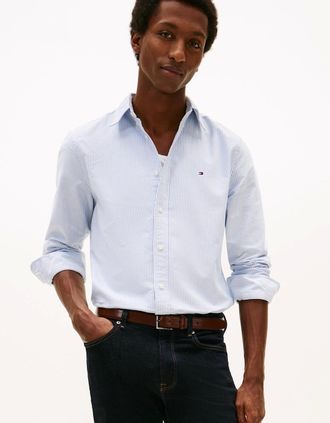 Tommy Hilfiger Mens Tommy Hilfiger Heritage Oxford Stripe Mens Shirt - Shirt Blue/White - Size: 42/Regular