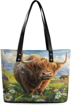 Generic Highland Cow Tote Bags for Women Cute Shoulder Purses Handbags
