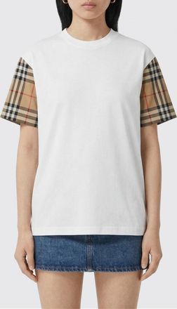Burberry T-shirts in cotone con maniche check Burberry