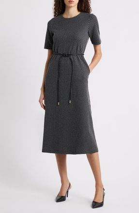 Anne Klein Micro Check A-Line Dress in Anne Black/White Dove at Nordstrom, Size X-Small
