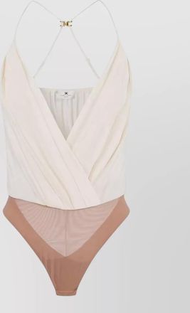 Elisabetta Franchi halterneck nylon blend silk wrap bodysuit