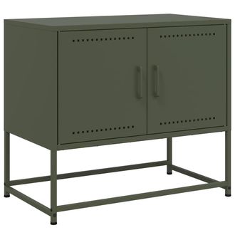 vidaXL Vidaxl - Mueble Para Tv De Acero Verde Oliva 68,5x39x60,5 Cm