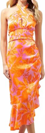 Sugarlips Tropicanna Halter Midi Dress In Orange Multi