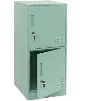 Hhg [NON UTILIZZATO] Armadietto HHG-509, con serratura, armadio ufficio faldoni documenti, con 2 ante, 90x38x45cm, acciaio, verde chiaro