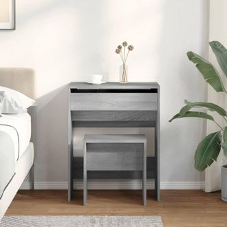 Berkfield Home Beautiful Dressing Table & Stool Grey Sonoma 60x40x113.5 cm