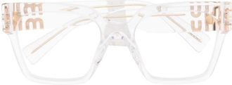 Miu Miu Eyewear logo-plaque transparent glasses - women - Acetate - 52 - Neutrals