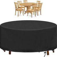 OEM Funda Redonda Para Mesa De Jard&iacute;n, Impermeable, Resistente A Los Rayos Uv, De Tela Oxford Resistente, Negra - 180x90cm - Crezuo