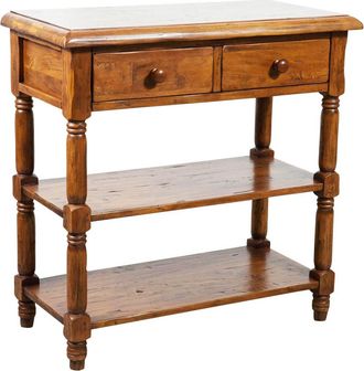 Biscottini International Biscottini - Mesita De Noche Estilo Country De Madera Maciza De Tilo Acabado Con Efecto Nogal 80x38x80 Cm