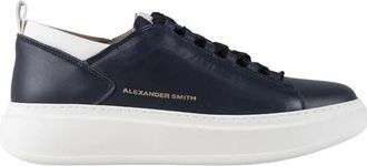 Alexander Smith Wembley Uomo Alta Frequenza in zacht blauw leer met witte details - Heren - Sneakers - Blauw - 40 EU - Leer - Schoenen