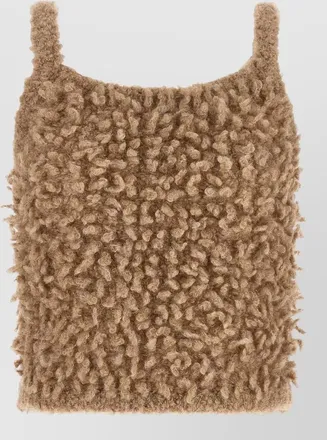 PESERICO boucl&eacute; cropped square-neck knitted top