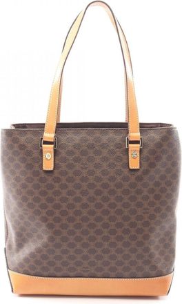 Celine Brown Coated Canvas Leather Handbag Tote Bag (Pre-Owned)