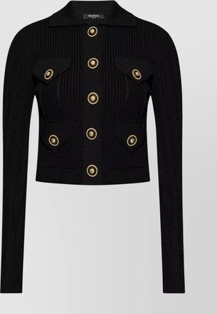 Balmain ribbed short knitted cardigan